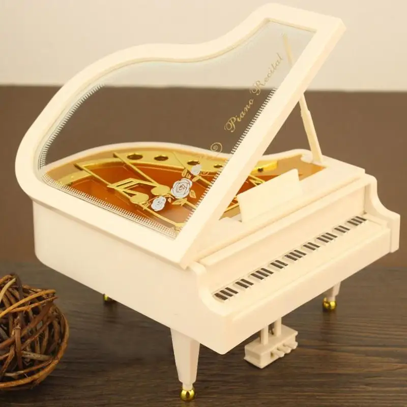 Decoración de la caja de música Música clásica Juguete Decoración de la habitación del hogar Regalo para niños Caja de música de piano Bailarina musical de piano Joyero 