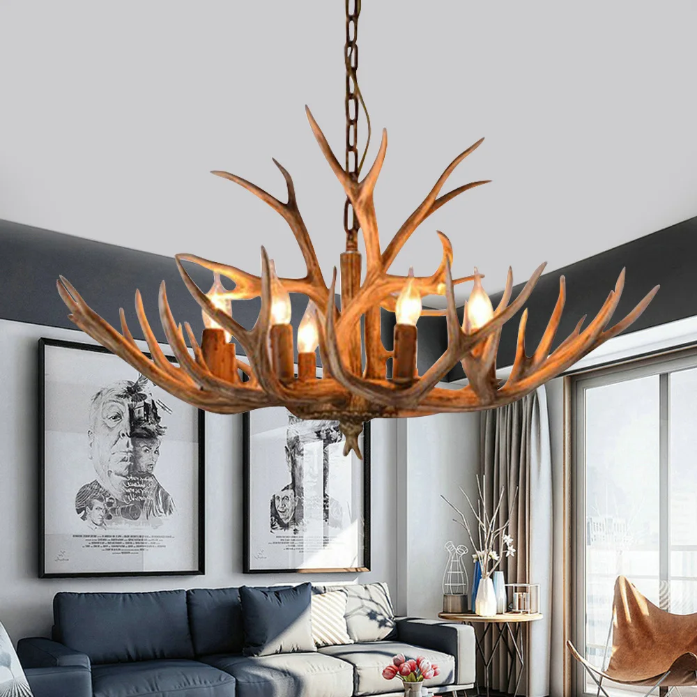 

Vintage Deer Horn Pendant Lamp Creative Industrial Style Restaurant Living Room Bar Lighting Decor Ceiling Chandelier Fixtures