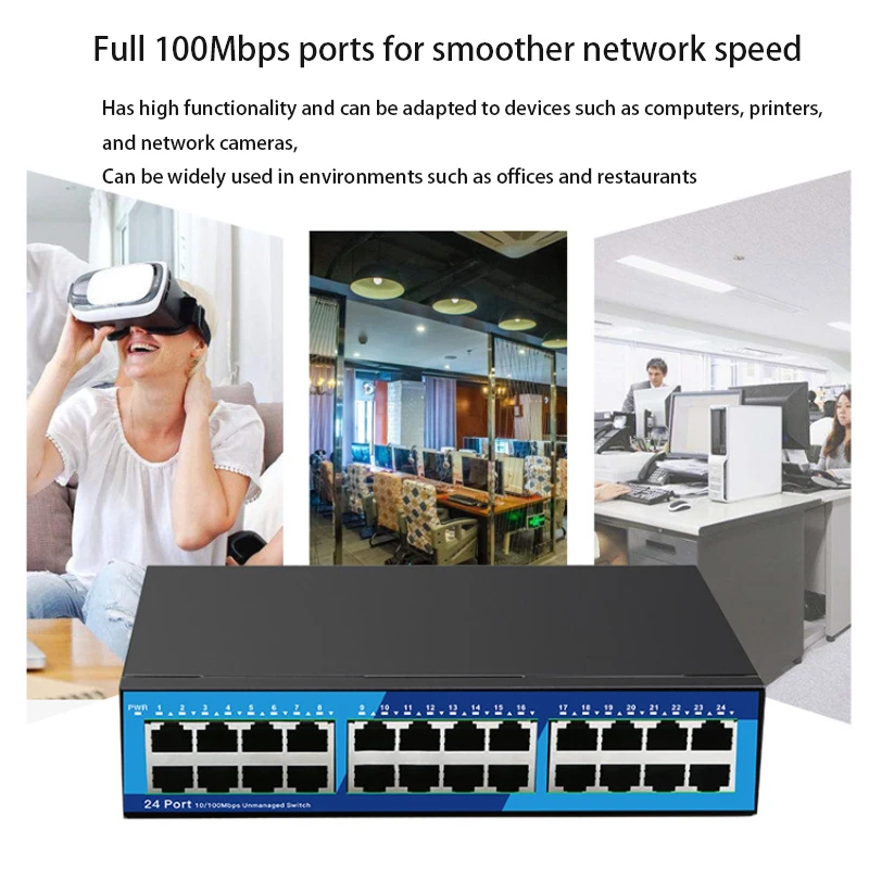 게임 고속 이더넷 RJ-45 LAN 어댑터 도크 스테이션, 네트워크 스플리터 어댑터, RJ45 허브 스위치, LAN 확장기, 24 포트, 100Mbps