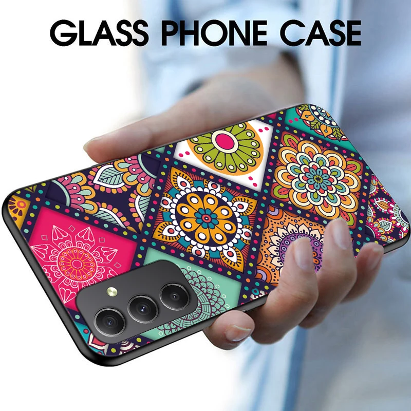 Retro Hand-Painted Glass Phone Case - Anti-Vibration Hard Protective Cover