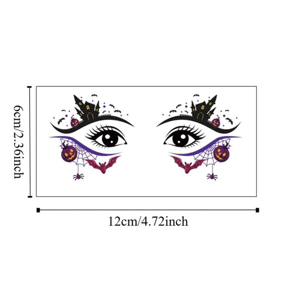 Pumpkin Ghost Skull Halloween Face Tattoo Cartoon Disposable Cheek Eyes Temporary Stickers Portable Waterproof