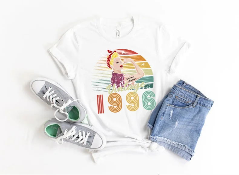 

Vintage 1996 Birthday Party Tshirt Streetwear 27th T Shirt Women Cotton Lady Clothes Fashion O Neck Short Sleeve 100% cctton