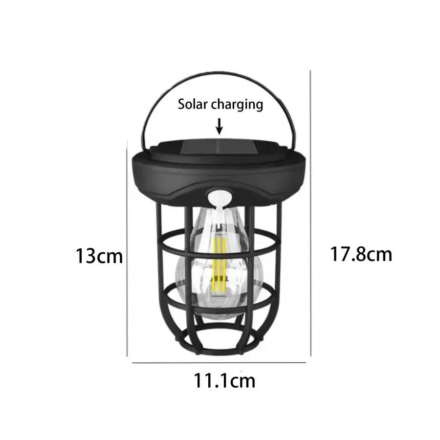 Portable Solar Induction Outdoor Atmosphere Camping Light Creative Waterproof Tungsten Filament Light Bright Hanging Tent solar lamp,solar wall light