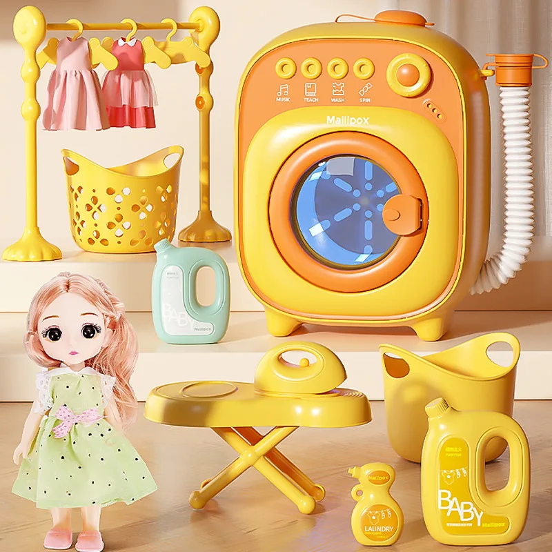

Kids Washing Machine Toy Pretend Play Mini Household Appliances Pretend Play Toys Simulation Electric Toys Girls Boys Gifts