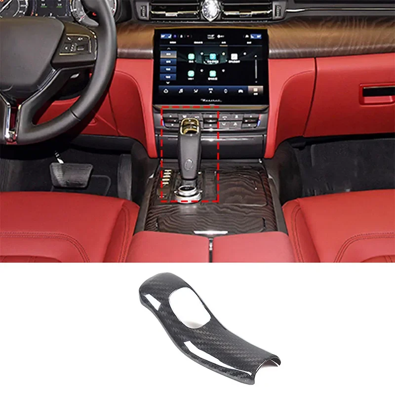 Per 2019-2023 Maserati Ghibli Levante Quattroporte Real Carbon Fiber Car Shift Hood Decorativo Cover Sticker Accessori Per Auto
