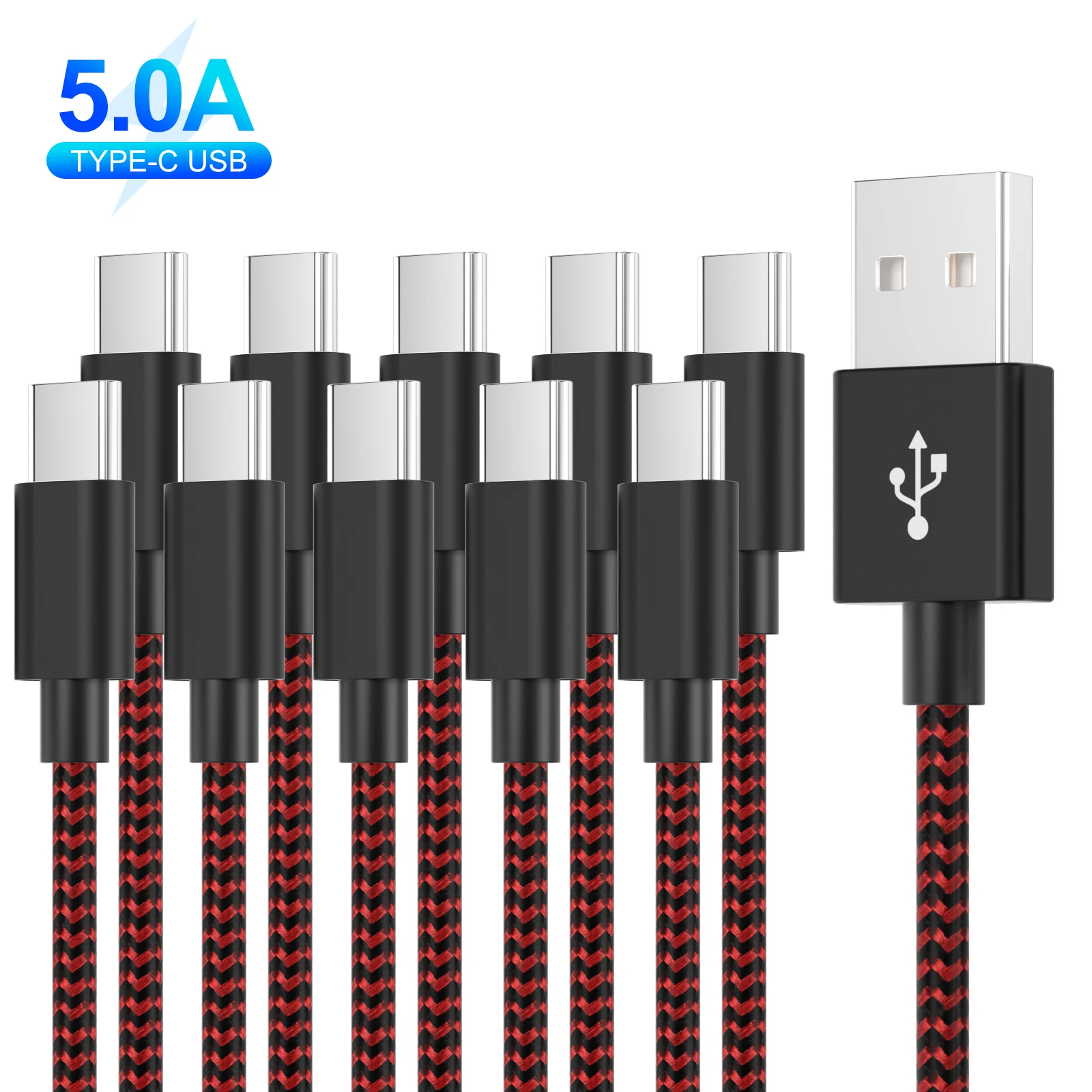 10 Pack5A Type C Cable For Samsung S20S10 Plus Fast Charger Charging Cable For Huawei P60 P40Pro Xiaomi Mobile Phone USBC Cable