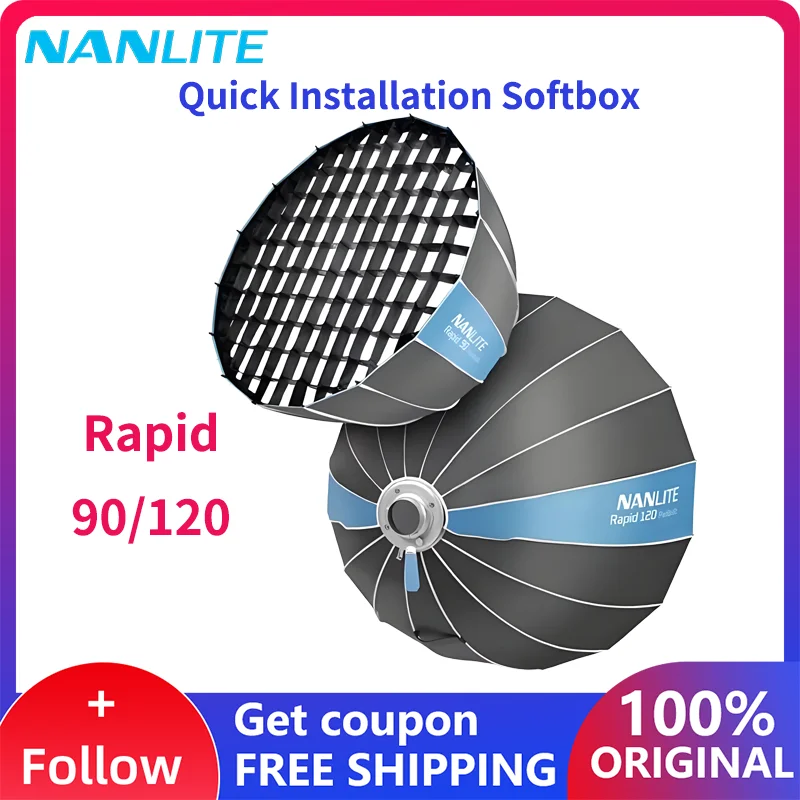 NANLITE 유니버설 보웬스 마운트 소프트박스 래피드 90/120CM 파라볼릭 소프트박스