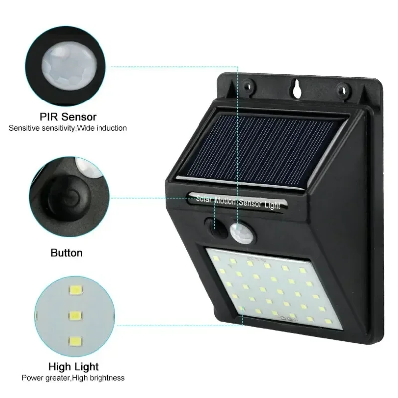 

Rechargeable Solar Light LED Waterproof PIR Motion Sensor Security Solar Light Outdoor Emergency Wall Sconce LED Wall Sconce