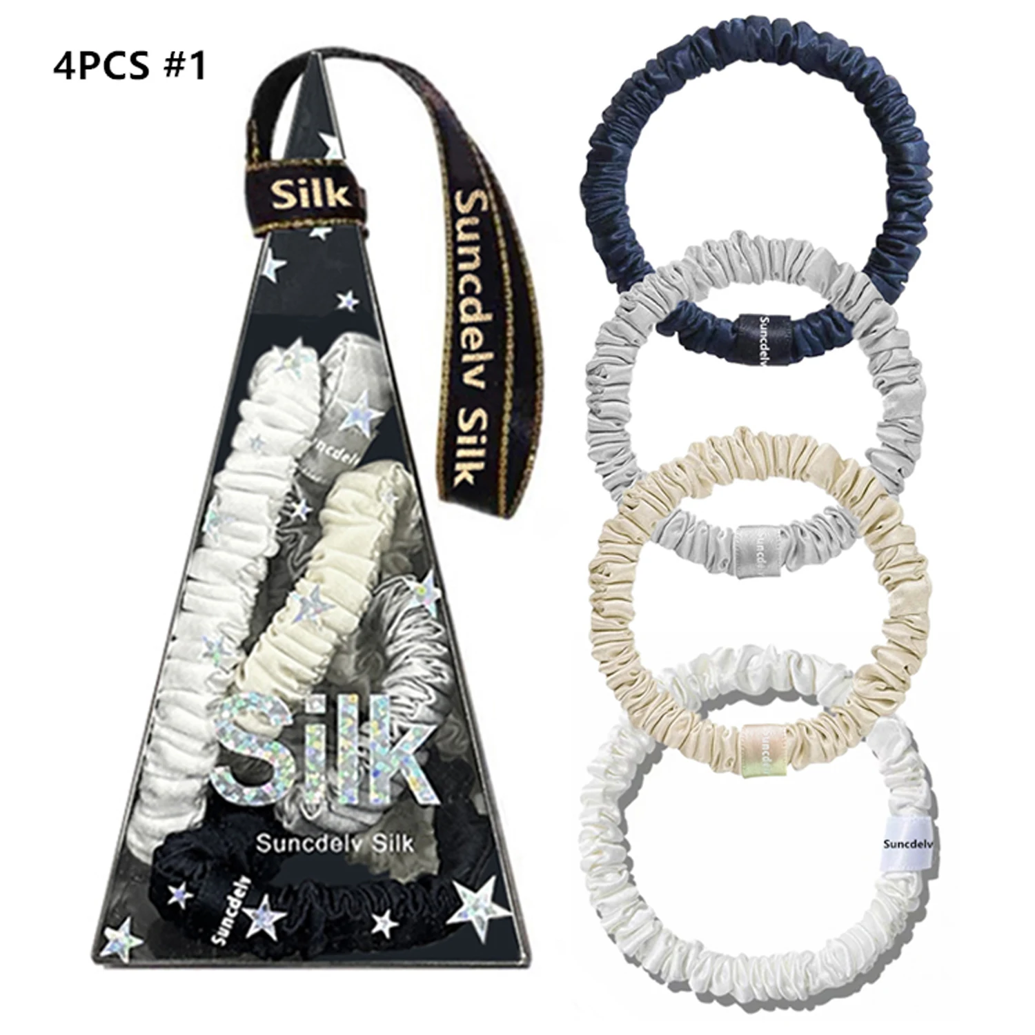 4PCS 100% Reine Maulbeerseide Haar Scrunchie Handgemachte Haarbänder Frauen Mädchen Haar Zubehör Reine Farbe Natürliche HairTies Box – Detail 7