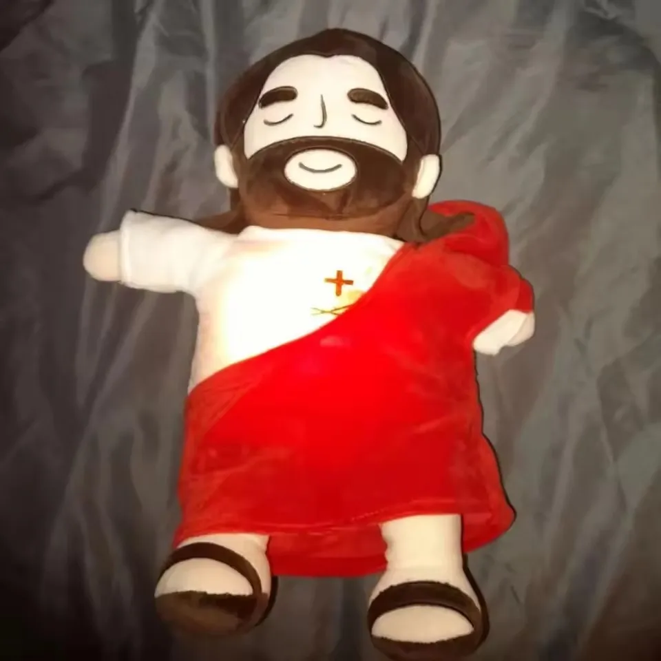 Kids Adult Jesus Plush Doll Toys Soft Respirable Jesus Heart Plushies Comforting Music Toy Easter Christmas Gifts
