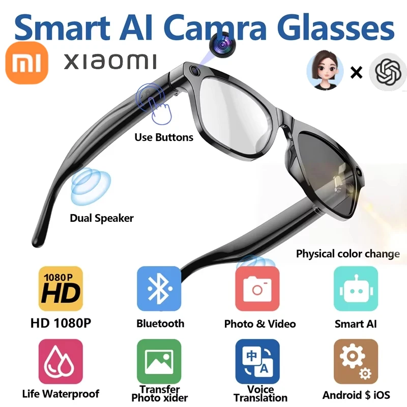 Xiaomi 4K AI Smart Glasses Multifunctional Camera Bluetooth Call Voice Assistant