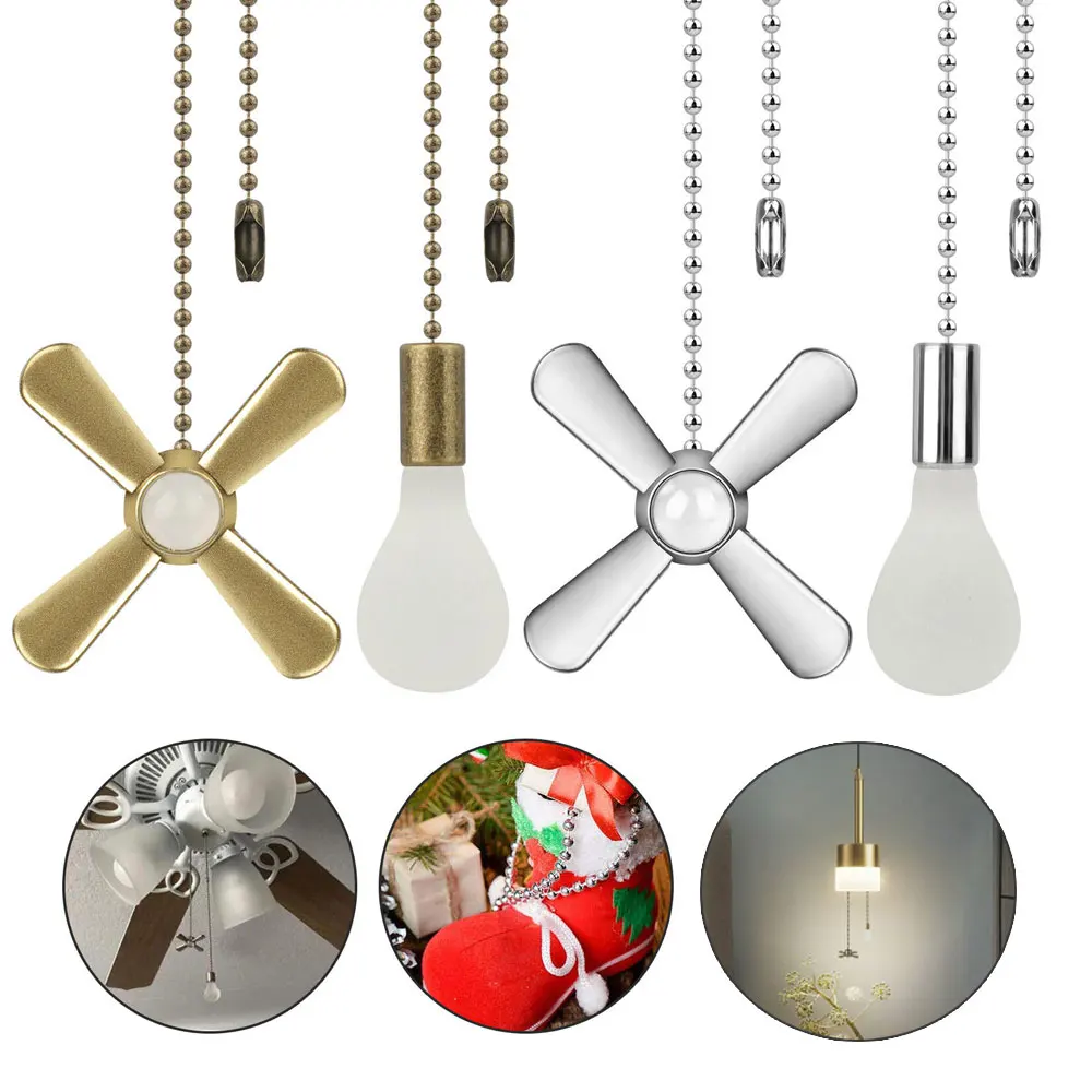 2pcsCeilingFanBeadedPullChainExtensionwithBulbFanDrawstring