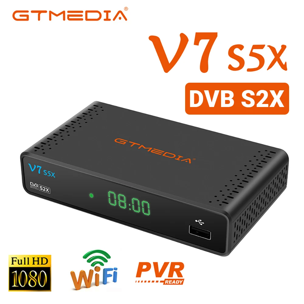 GTmedia V7S5X digital tv decoder Support DVB-S/S2/S2X H.265 AVS+ Auto Roll Full PowerVu Unicable USB Wifi Set Top Box