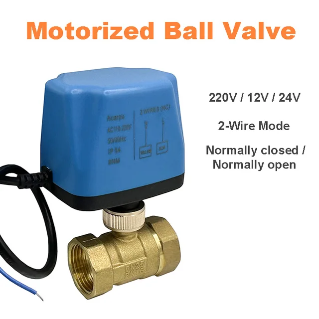 1/2 "3/4" 1 "1-1 1/4" 2 "ปกติปิด/เปิดบอลวาล์วไฟฟ้า 110V 220V 12V 24V 2 สายทองเหลืองบอลวาล์วมอเตอร์แรงบิดขนาดใหญ่ 1