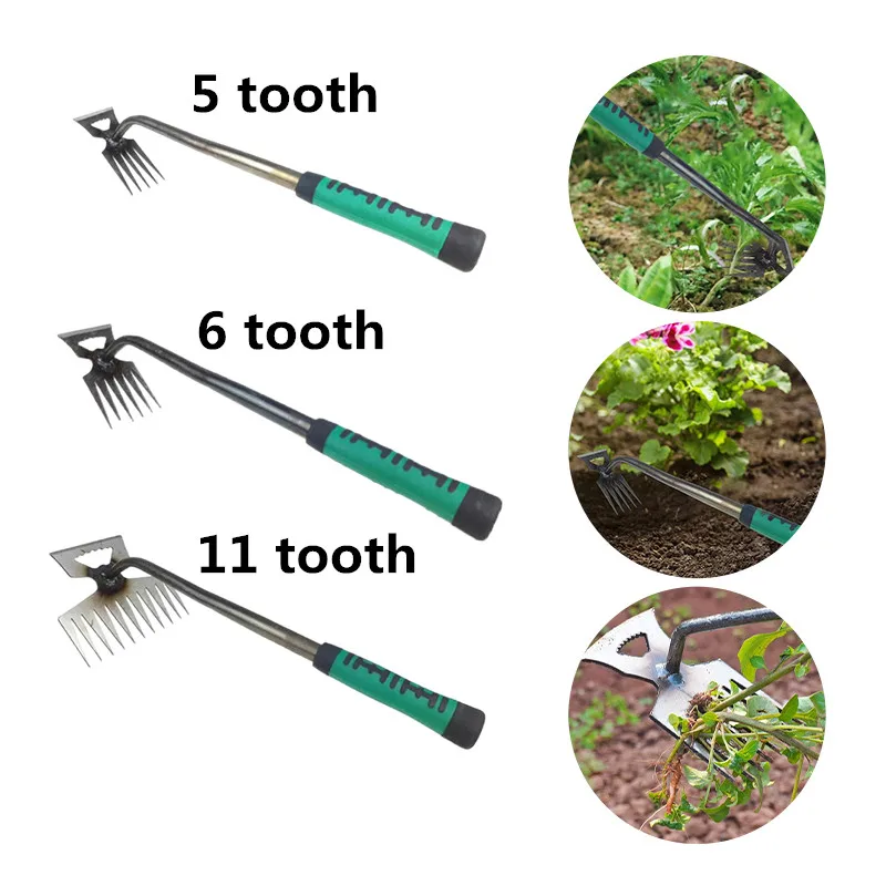 2In1 Manual Weed Remover Tool Garden Weeding Grass Rooting Rake Loosen Soil Harrow Agriculture Puller Shovel Yard Leaves Collect weed puller hand weeder weed puller tool portable weeder