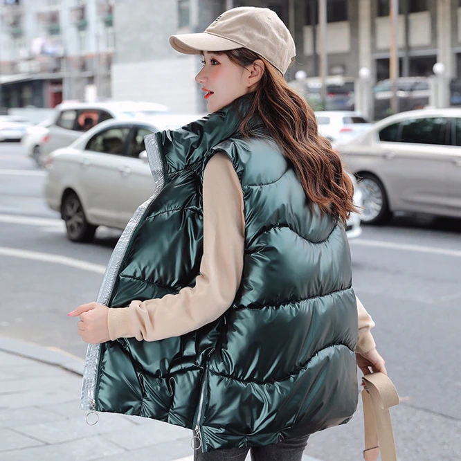 waterproof puffer coat 2021 Autumn Winter Down Cotton Women's Vest Coat Loose And Versatile Girl Outdoor Warm Fashion Leisure Time Student Blue ladies long puffer coat
