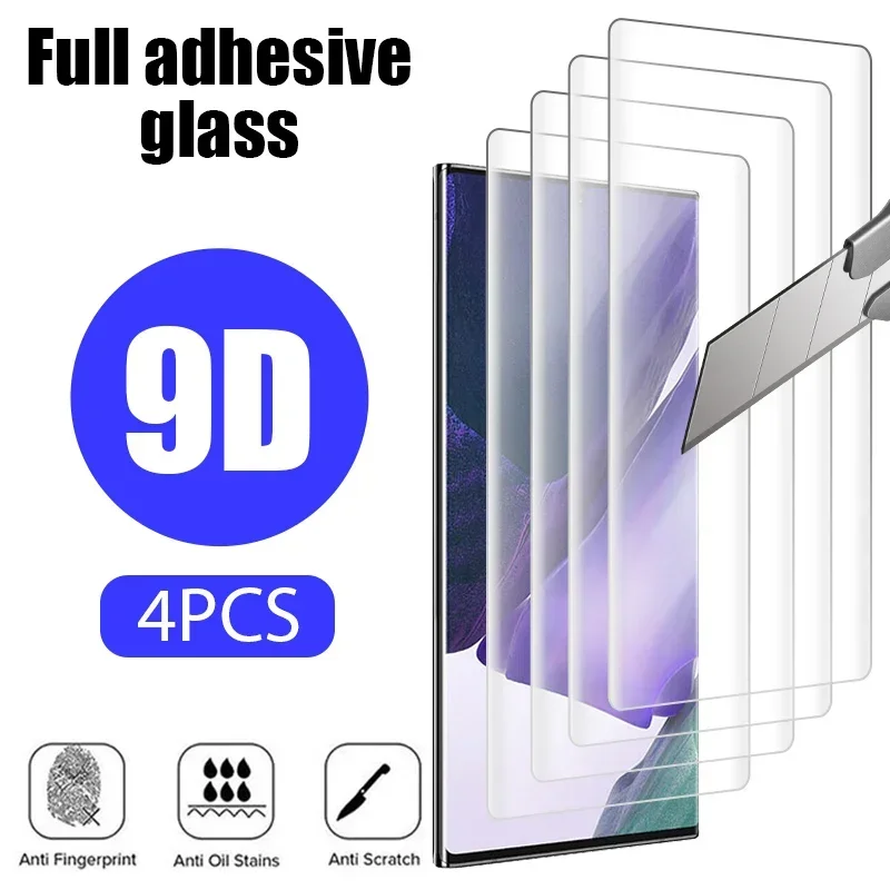 

4PCS Curved Tempered Glass for Samsung S23 Ultra S22 S21 S20 S10 S9 S8 Plus Screen Protector for Samsung Note 20 Ultra 10 9