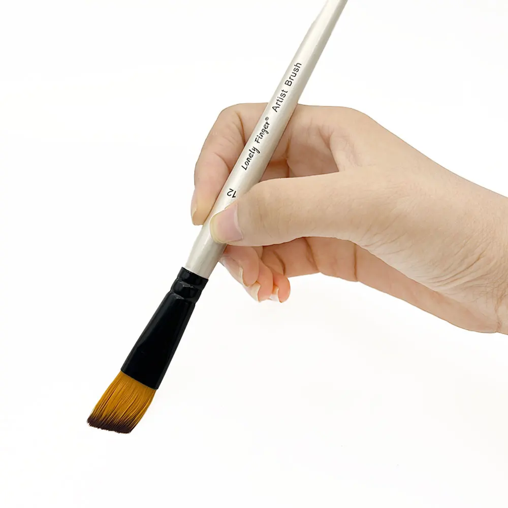 Angular Paint Brushes Set, 6Pcs Angled Paintbrushes for Acrylic Oil Watercolor Gouache Painting, Nylon Angle Shader Brush 3