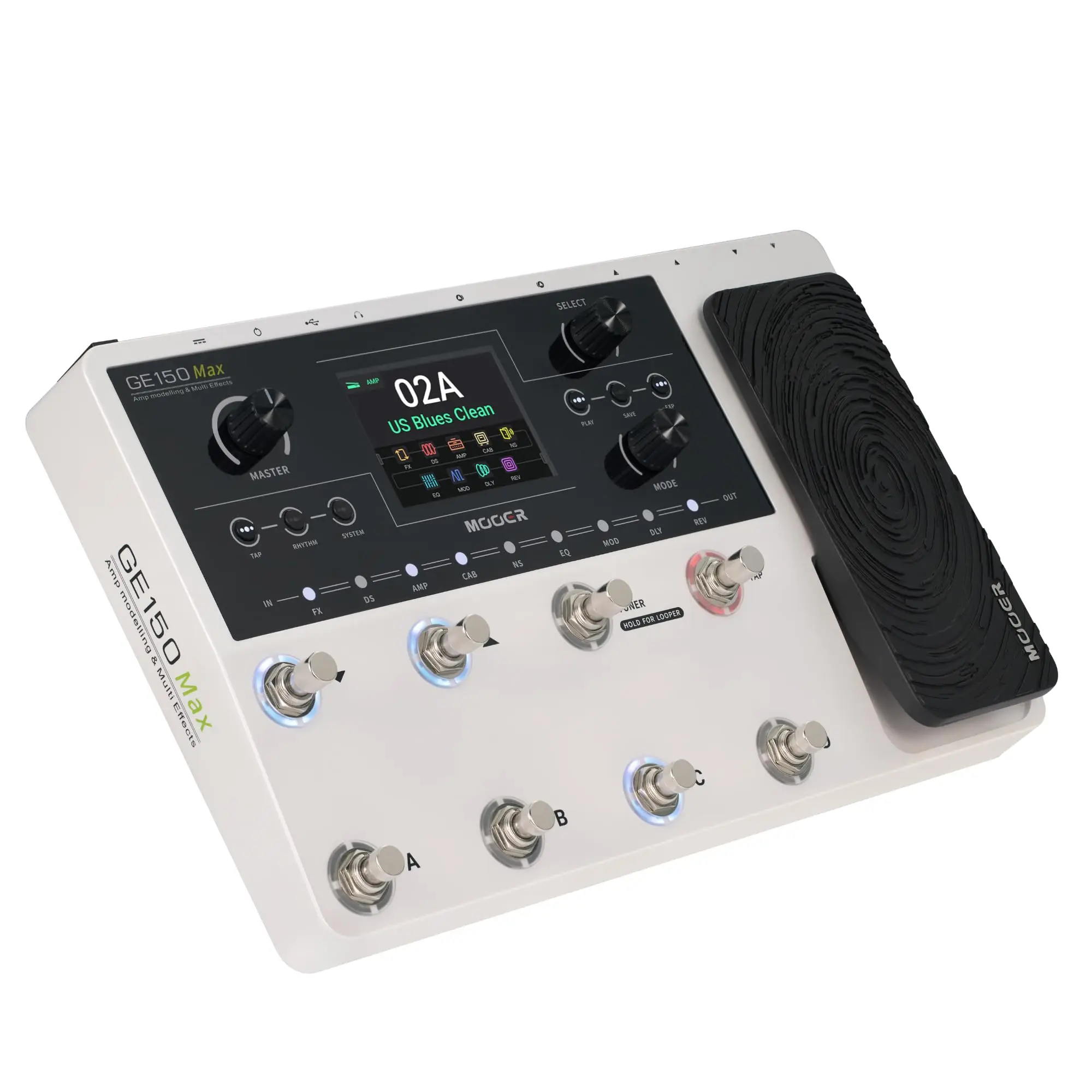 MOOER GE150 MAX Guitar Multi Effects Processor 55 Amp Models 8 Footswitches 3.5" Color LCD Drum Machine Looper for Electric