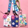 DIY lovely flower Japan and South Korea net red card set id card pass hang accessories holder keychain lanyard pass card holder 1