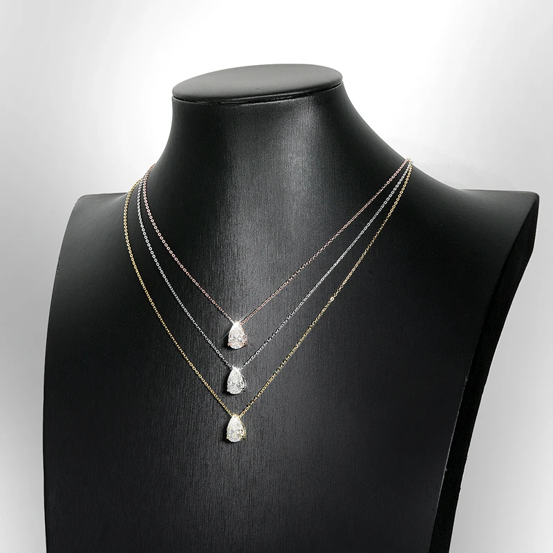 OEVAS 1-4CT 워터 드롭 Moissanite 펜던트 목걸이 귀걸이 여성용 S 스파클링 웨딩 파티 파인 쥬얼리 세트