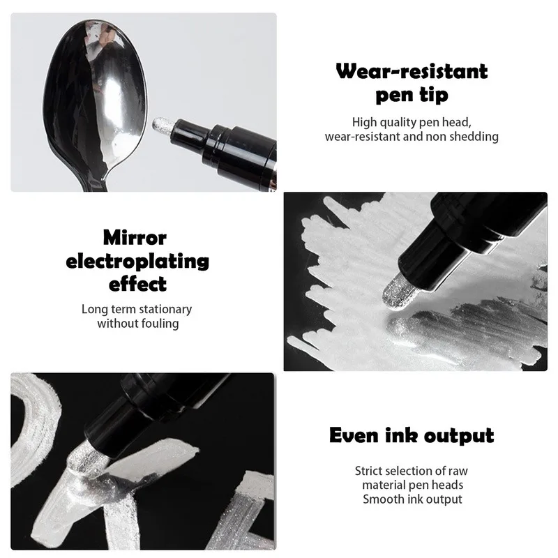 0.7/1/2mm Chrome Mirror Marker Pens Silver Marker Liquid Pen Cards/Posters/Mugs/Ceramic/Glass/Metallic Craftwork Paint Pen mirror marker pens paint marker pen markers pen marker pens paint pen art marker pen