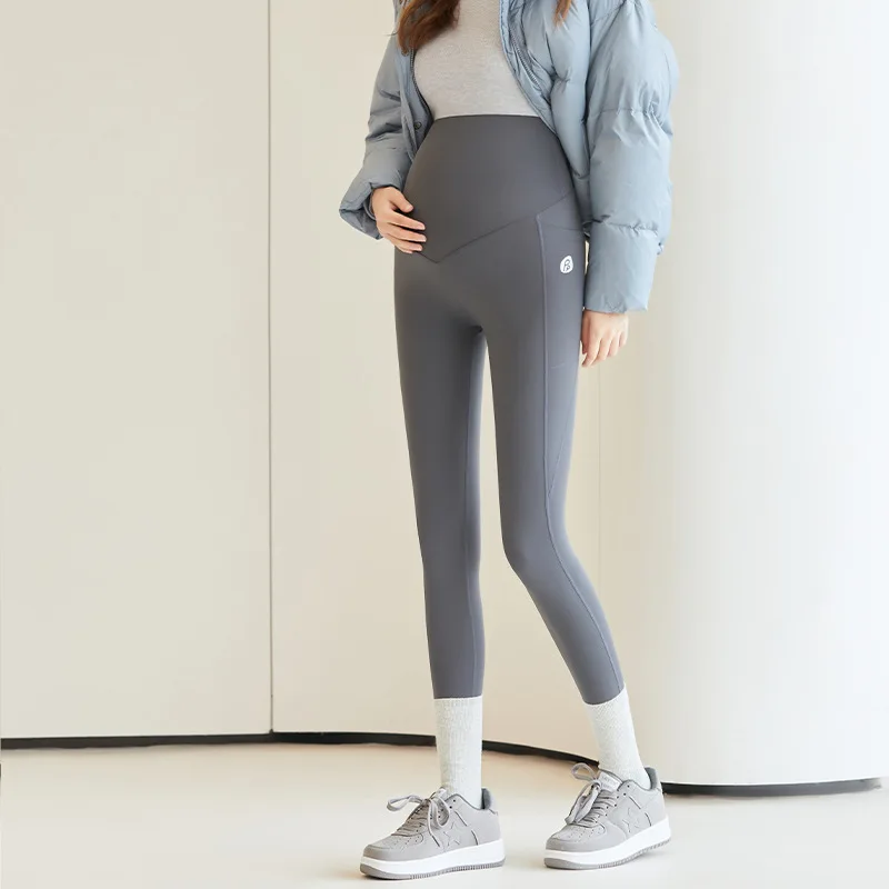 Maternity Leggings Over The Belly-Women High Waisted Pregancy Yoga Pants Workout Active with Pockets