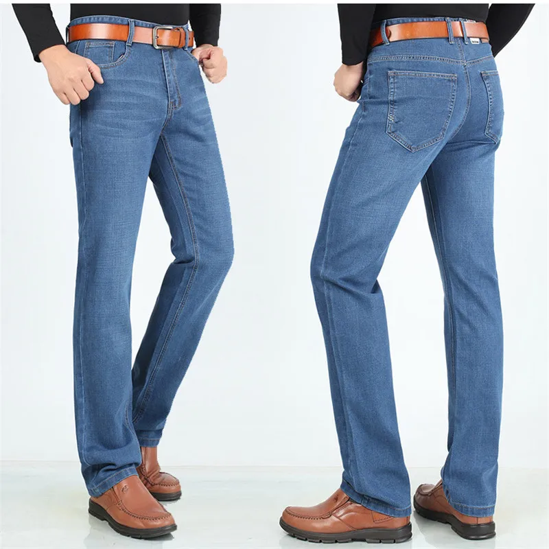 Tall Men Jeans 117CM Extra Long Straight Slim Fit High Waist Fleece Winter Denim Plus Size 40 42 44 46 Pants denim pants denim trousers