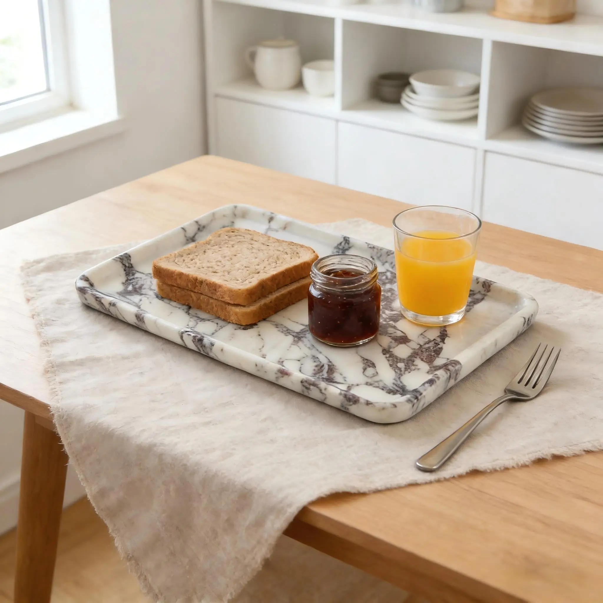 صينية مستطيلة من رخام كالاكاتا البنفسجي، صينية زخر...