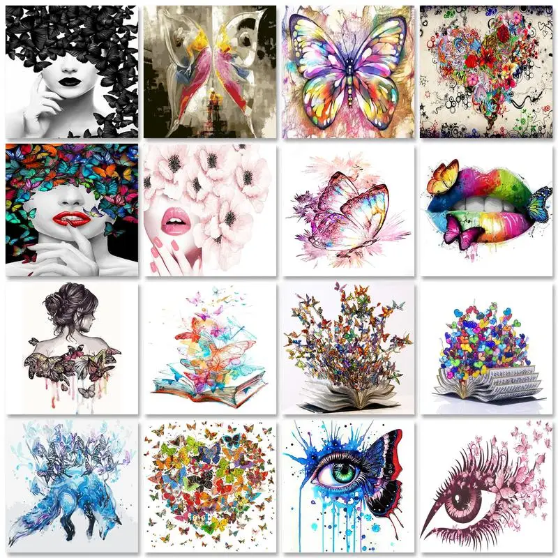 GATYZTORY Painting By Numbers Package Acrylic Paints 60*75 Paint By Numbers Butterfly Girl Wall Picture For Adults Wholesale
