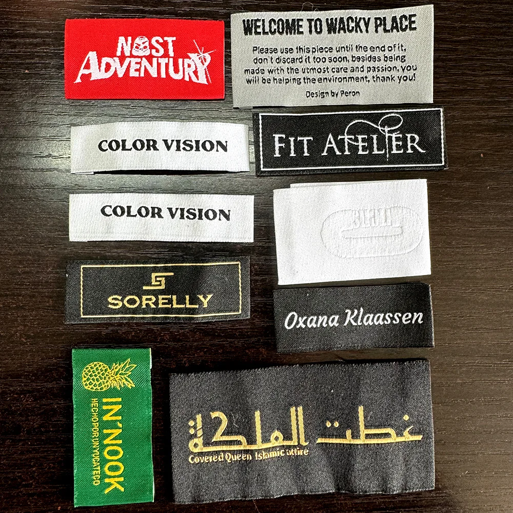Description Picture 2 of item500pcs/Lot Multi size Custom High Quanlity Brand Logo High Density Garment Neck Label Luxury Woven Label for Clothing