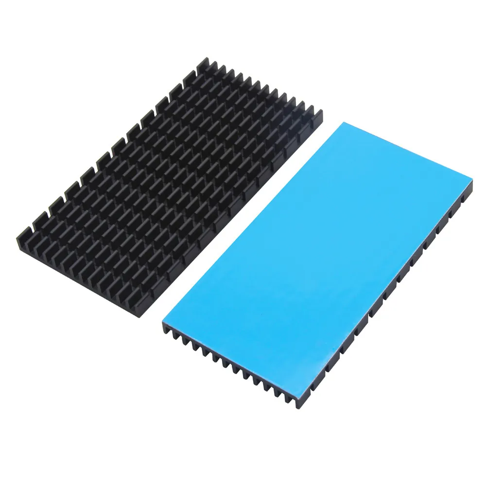 80 x 40 x 5 mm, 4 Stück, Aluminium-Kühlkörper, schwarzer Kühlkörper für elektronische IC-Chips, RAM-LED-Kühlung mit wärmeleitendem Band – Detail 2