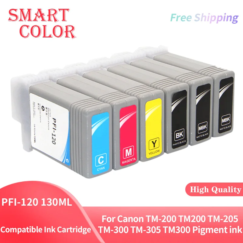 

5Color 130ML PFI-120 For Canon PFI120 Ink Cartridge Compatible For Canon TM-200 TM200 TM-205 TM-300 TM-305 TM300 Pigment ink