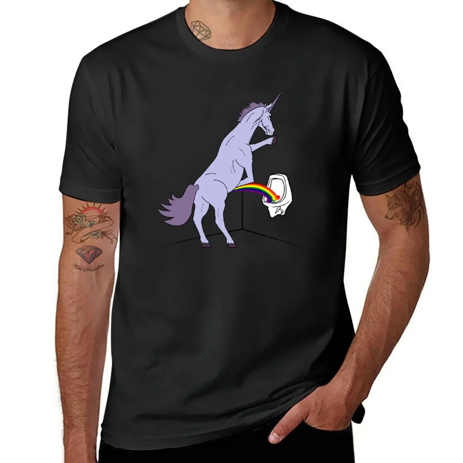 

Unicorns Piss Rainbows T-Shirt oversized customs design your own Short sleeve tee new edition Men's t-shirt