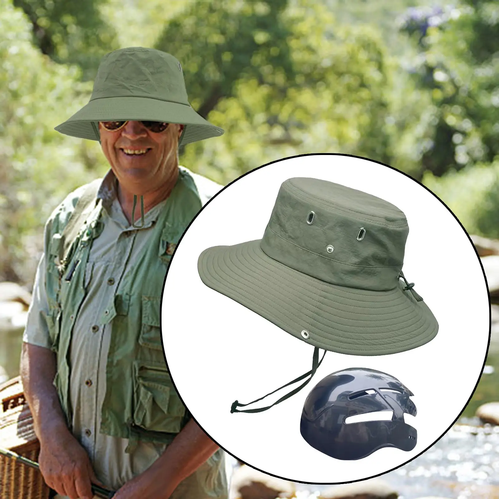 

Bucket Hat with Strings Sun Protection with Bump Hat Insert Lightweight Headwear Sun Hat for Golf Fishing Riding Outdoor Cycling