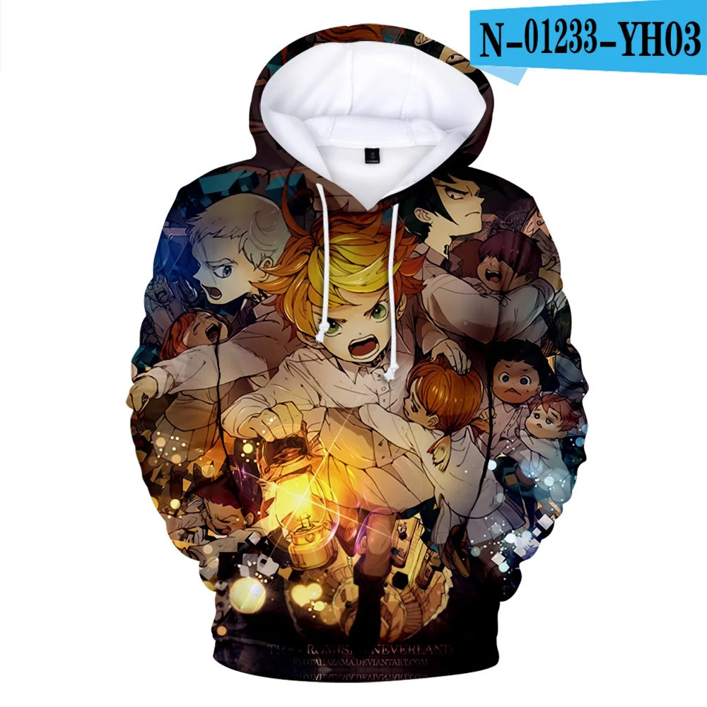 

Japan Anime Manga The Promised Neverland printed hoodies 3D Men Women cosplay sweatshirt popular street Harajuku kids Tracksuit