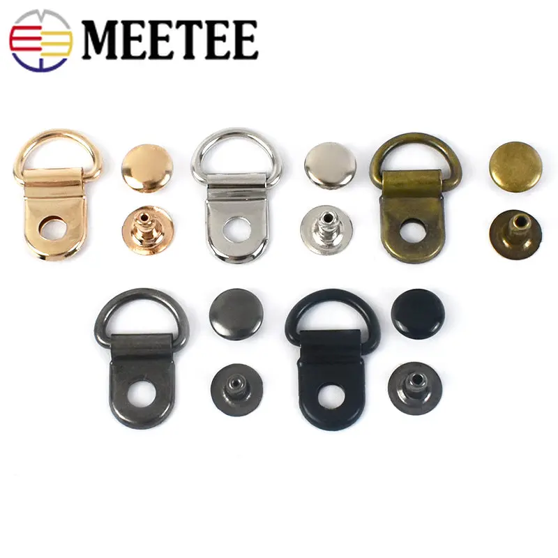 5/10/20 세트 9*14mm 금속 D 링 버클 네일 나사 Carabiner 신발 백 스트랩 가죽 벨트 걸쇠 스냅 후크 공예 봉제 액세서리