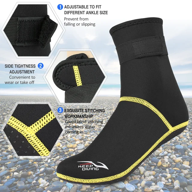 Diving Socks 3mm Neoprene Beach Water Socks Thermal Wetsuit Boots Anti Slip Diving Socks for Rafting Snorkeling Sailing Swimming 2