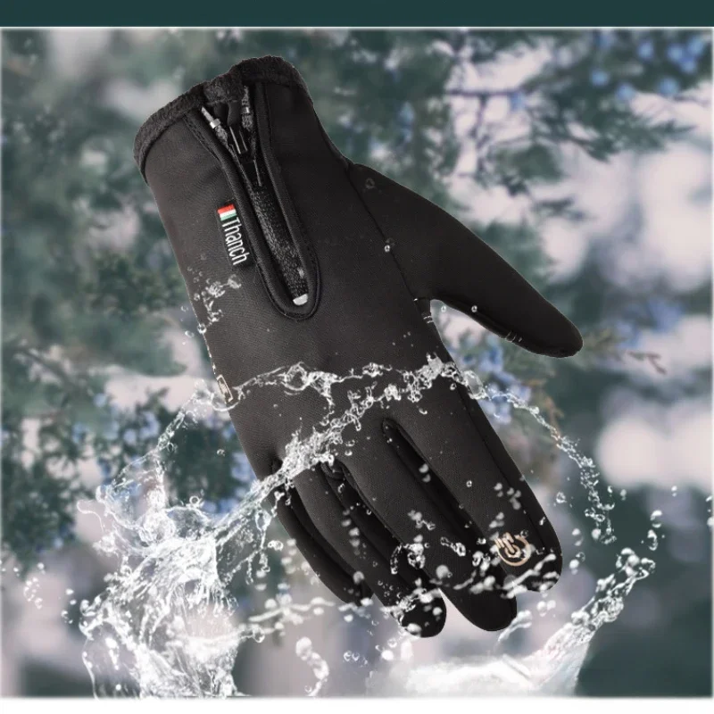 Outdoor Sports Gloves Winter Full Finger Touch Screen Non-slip Mountaineering Plus Fleece Warm Waterproof Ski Fishing Gloves