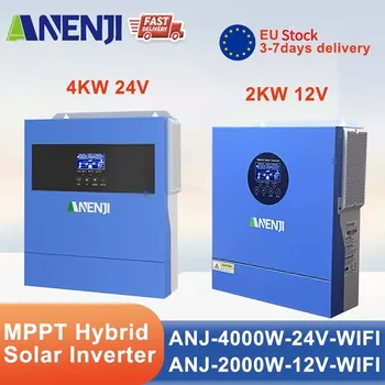 ANENJI 2KW 4KW HYBRID SOLAR INVERTER 24V PURE Sine WAVE พลังงานแสงอาทิตย์ MPPT อินเวอร์เตอร์พลังงานแสงอาทิตย์ 230VAC 100A MPPT พลังงานแสงอาทิตย์ PV 500V 1