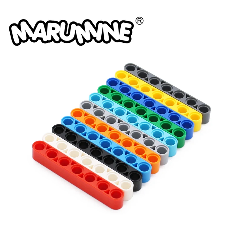 

Креативные строительные блоки Marumine MOC Technology, 1x7 толстый бесступенчатый луч, 32524 круглых отверстий, набор деталей оптом, серия игрушек