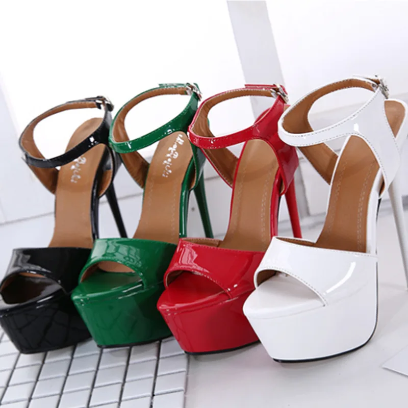 Women's High-Heeled Sandals 15cm Super High Heels Thin Heels Waterproof Platform One-Button Strap Sexy Women's Shoes 2026
