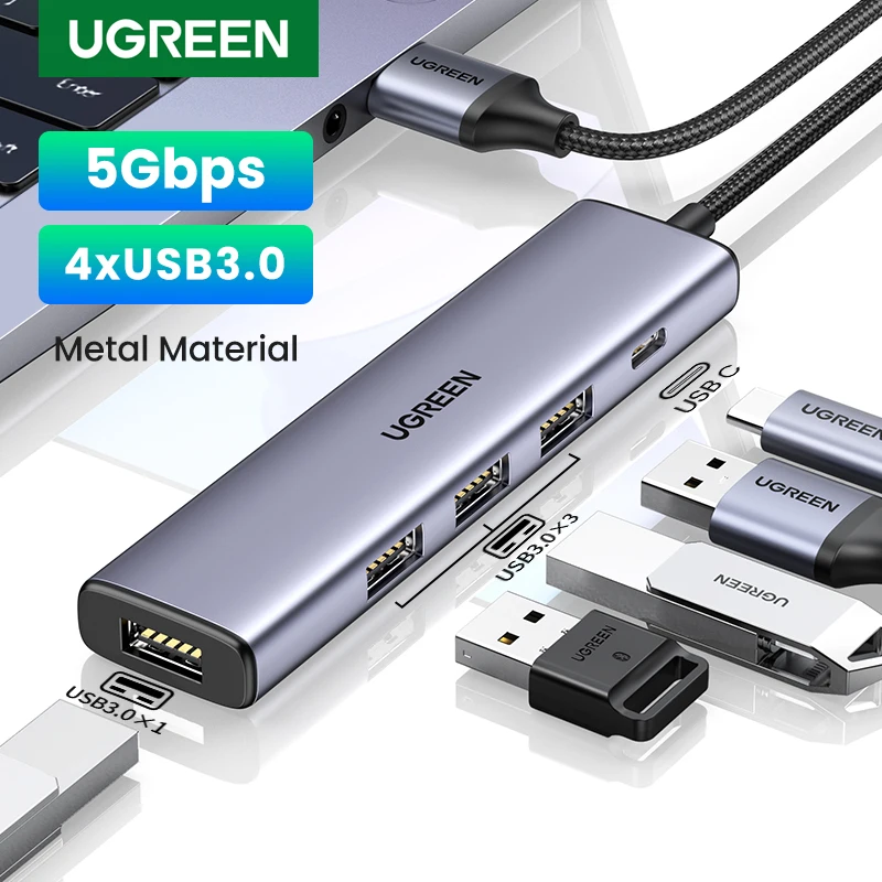 Ugreen Usb Hub Da Tipo C A 4 Hub Usb 3.0 Adattatore Da Usb A Tipo C 5G Per Macbook Pro Air M1 Pc Accessori Per Laptop Usb C Hub Splitter