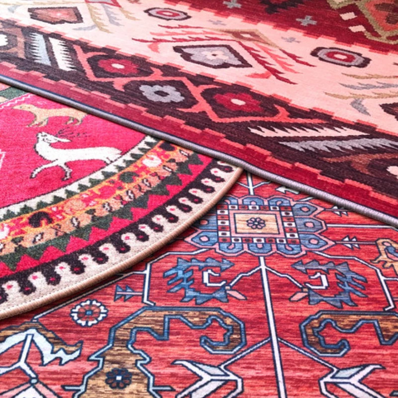 Retro Style Rugs for Bedroom Bohemian Cloakroom Carpet Home Non-slip Washable Floor Mat Morocco Living Room Decoration Soft Rug 5