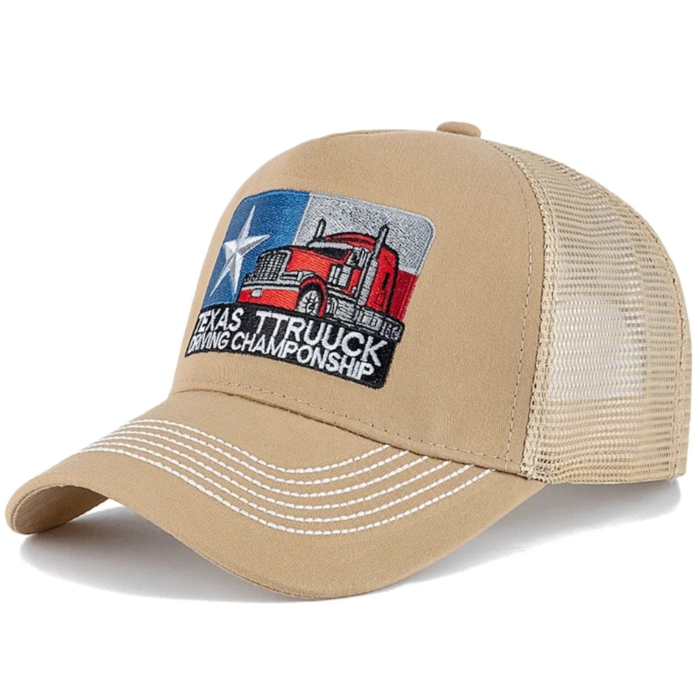Unisex Baseball Cap Texas bestickt Trucker Hut Mesh Hut Kappe für Männer Frauen atmungsaktive Streetwear Sommer Outdoor Trucker Cap – Detail 15