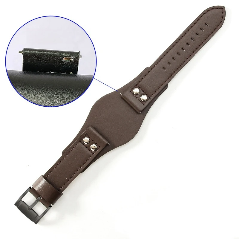 Men's Retro Style Genuine Leather Watch Strap, 22mm, Comfortable Wristband