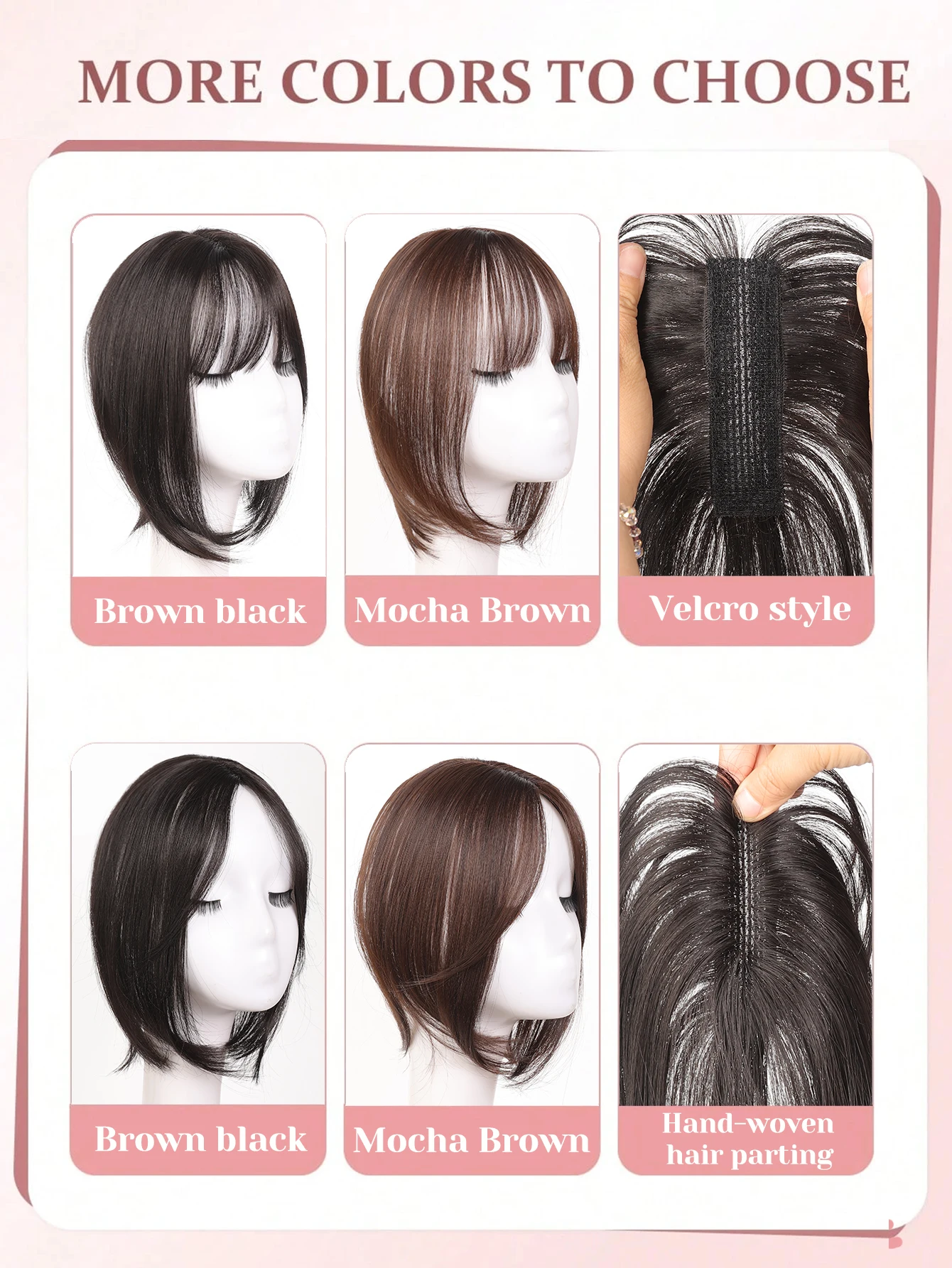 Synthetic Hair Toppers for Women with Bangs and Thinning Hair