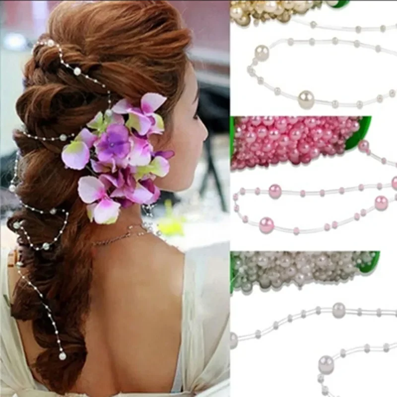 

Yards 3-8mm Fishing Line Artificial Pearls Flower Beads Chain Garland Flowers Wedding Party Decoration Diy Accessories