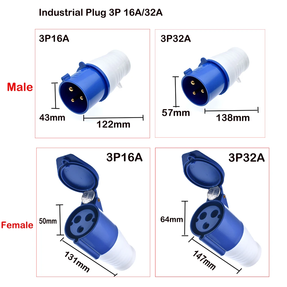 SPINA E PRESA industriale 16A blu+bianco per applicazioni industriali