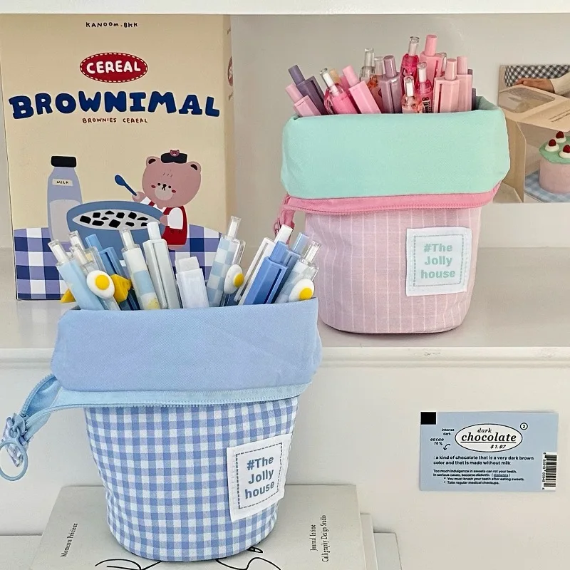 High capacity polyester pencil case fabric office supplies desktop organizer multifunctional large capacity storage bag durable stationery organizer stationery storage box